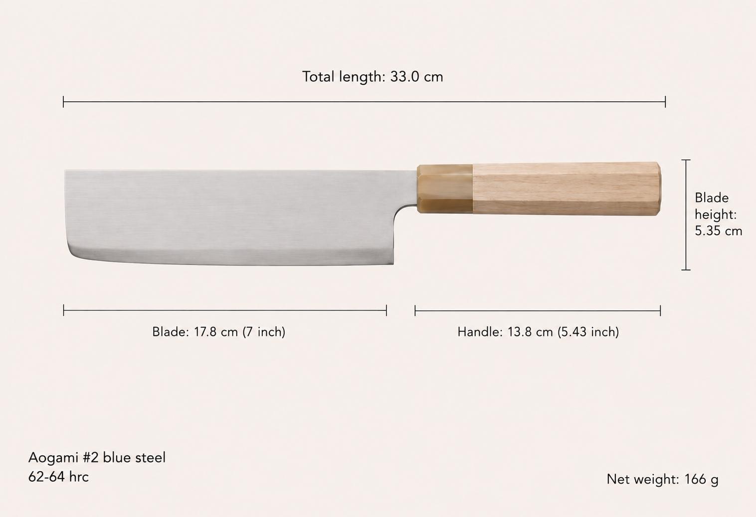 Nóż Aogami No.2 Nakiri 7" – japońska niebieska stal San Mai, nóż do warzyw ze stali węglowej, rękojeść z klonu Wa, nóż kuchenny, prezent dla szefa kuchni