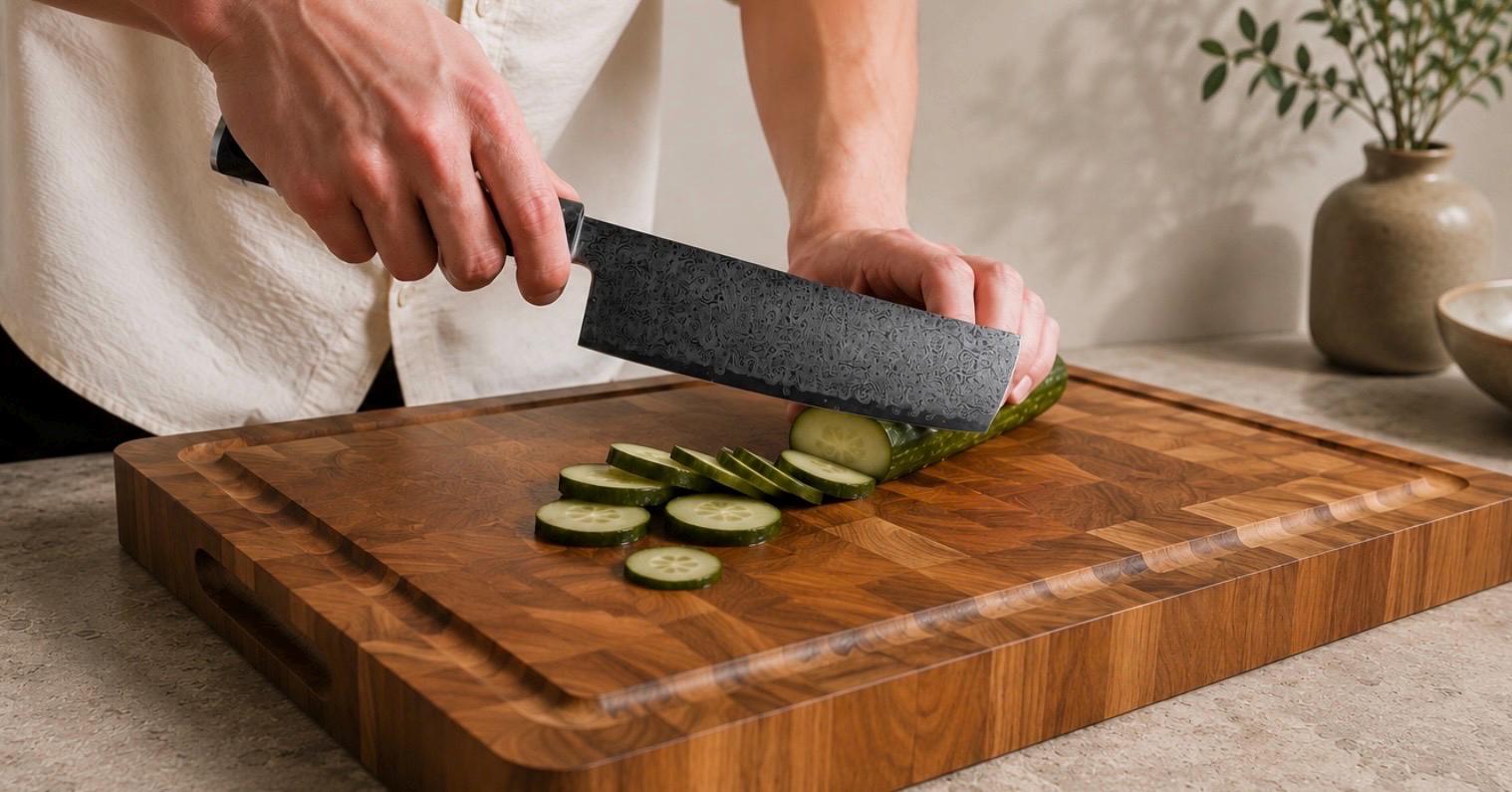 Nóż Nakiri ze stali damasceńskiej 7” – japoński nóż kuchenny, rękojeść z włókna węglowego, nóż szefa kuchni premium, prezent dla szefa kuchni