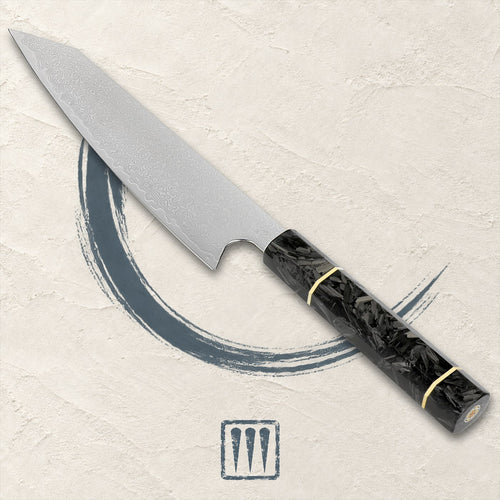 Kiritsuke chef knife 8 inch, Damascus steel, carbon fibre handle - Kyorai