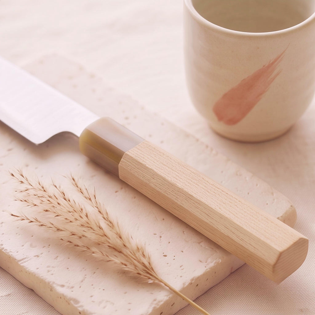 Aogami No.2 Petty Knife 5" – Japanese Blue Steel San Mai,Carbon Steel Utility Knife, Maple Wa Handle, Kitchen Knife, Chef Gift