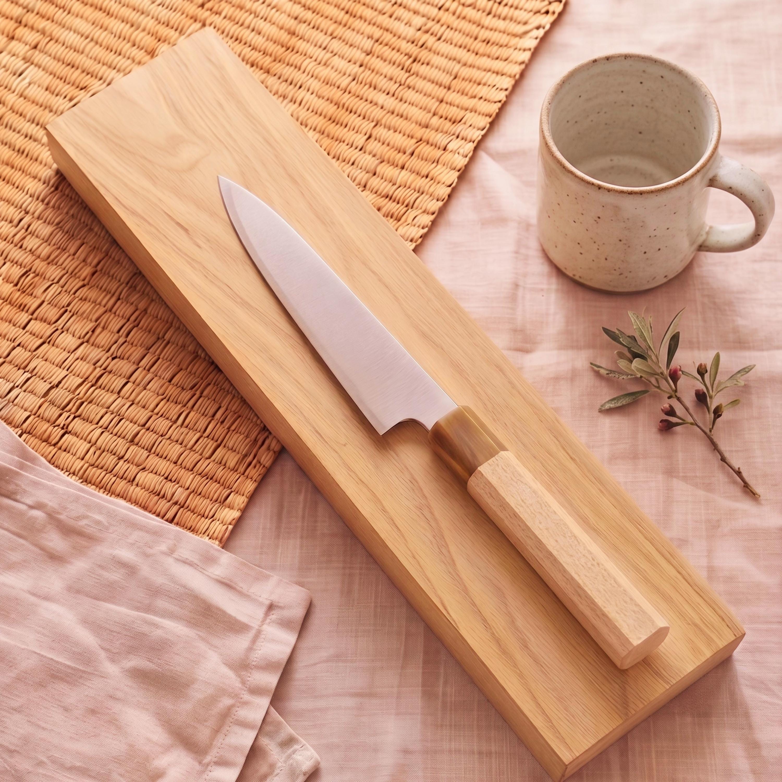 Aogami No.2 Petty Knife 5" – Japanese Blue Steel San Mai,Carbon Steel Utility Knife, Maple Wa Handle, Kitchen Knife, Chef Gift