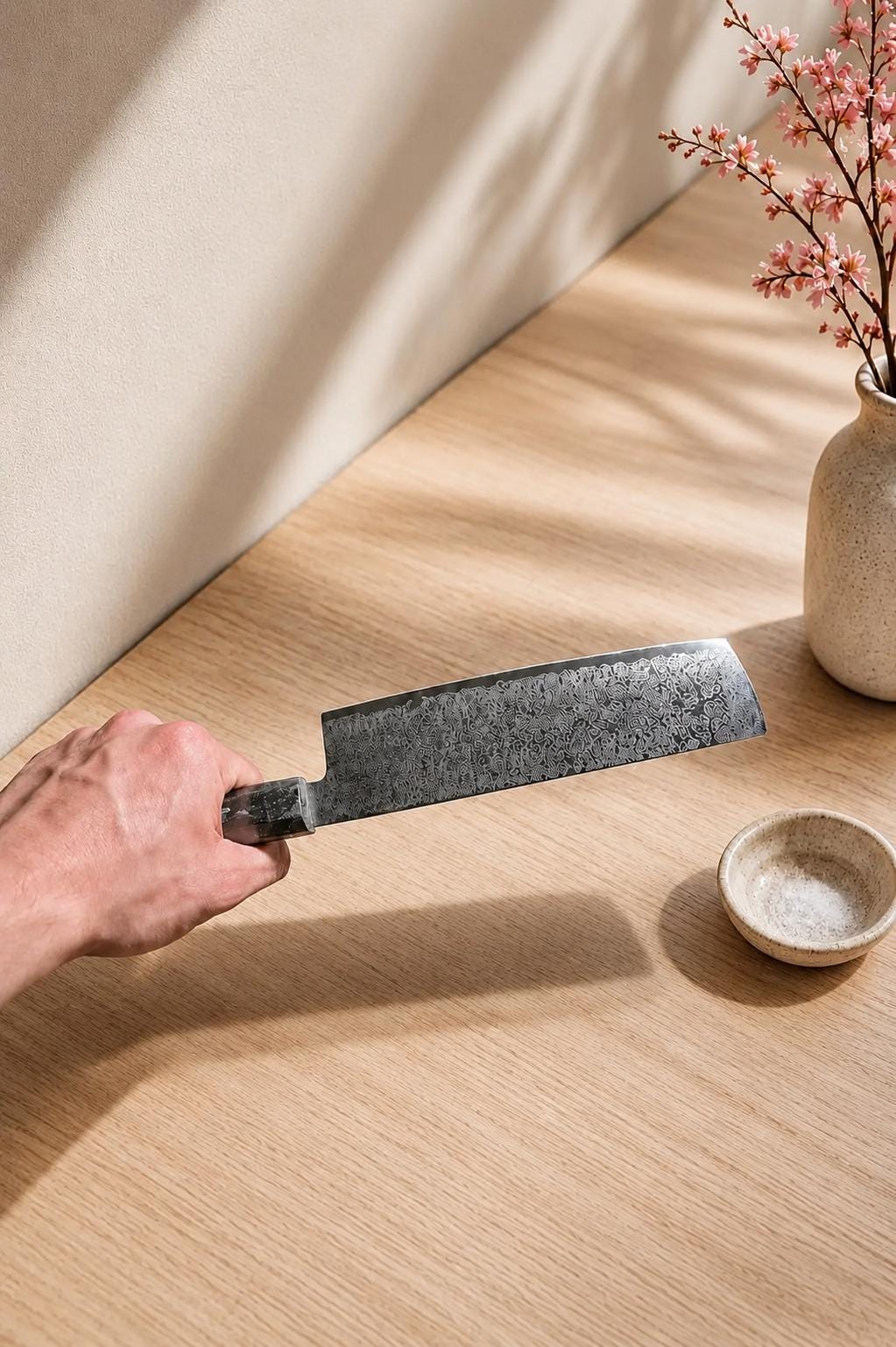 Nóż Nakiri ze stali damasceńskiej 7” – japoński nóż kuchenny, rękojeść z włókna węglowego, nóż szefa kuchni premium, prezent dla szefa kuchni