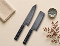 Zestaw noży Kiritsuke i Nakiri ze stali damasceńskiej – japoński zestaw noży szefa kuchni, rękojeść z włókna węglowego, niezwykle ostre noże kuchenne, prezent dla szefa kuchni