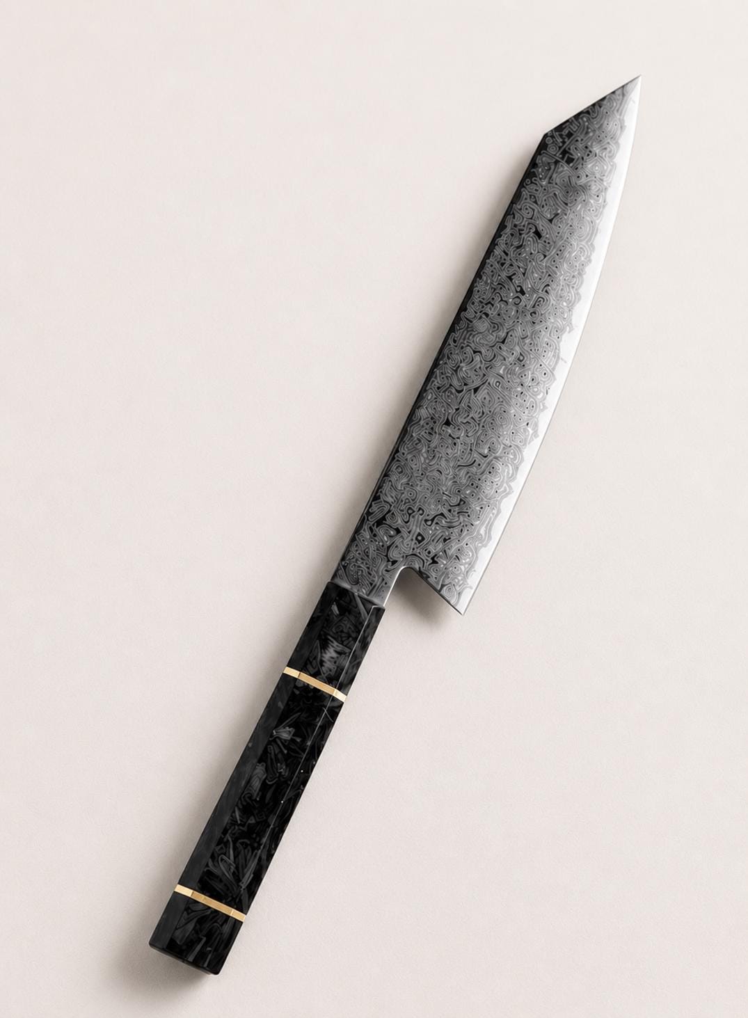 Nóż Kiritsuke ze stali damasceńskiej 8 cali – japoński nóż szefa kuchni, niezwykle ostry nóż kuchenny, rękojeść z włókna węglowego, prezent dla szefa kuchni