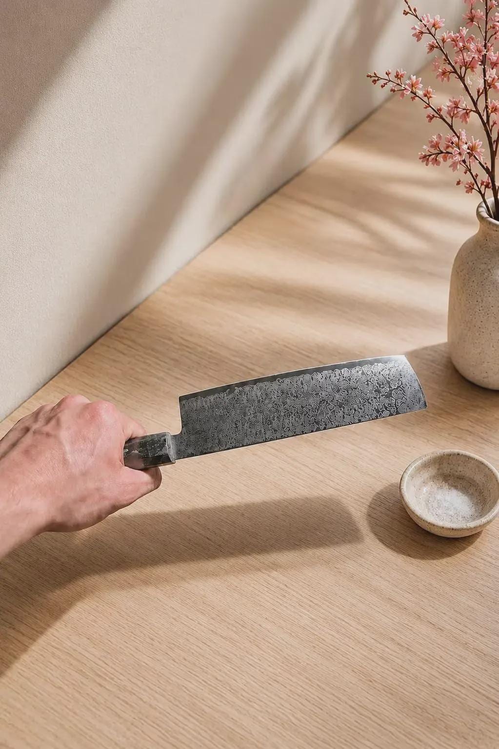 Zestaw noży Kiritsuke, Nakiri i Utility – japoński zestaw noży kuchennych ze stali damasceńskiej, rękojeści z włókna węglowego, prezent dla szefa kuchni premium, kuchnia japońska