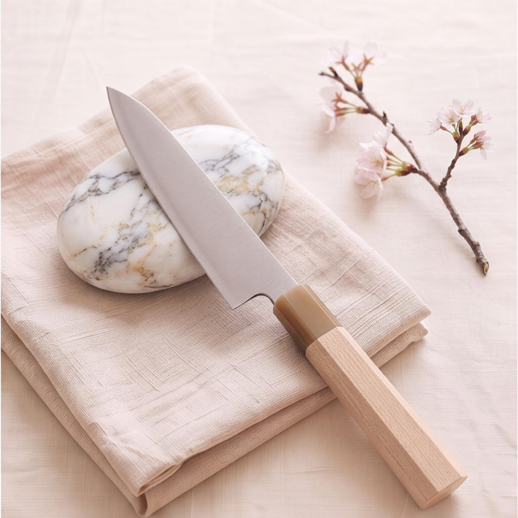 Aogami No.2 Petty Knife 5" – Japanese Blue Steel San Mai,Carbon Steel Utility Knife, Maple Wa Handle, Kitchen Knife, Chef Gift