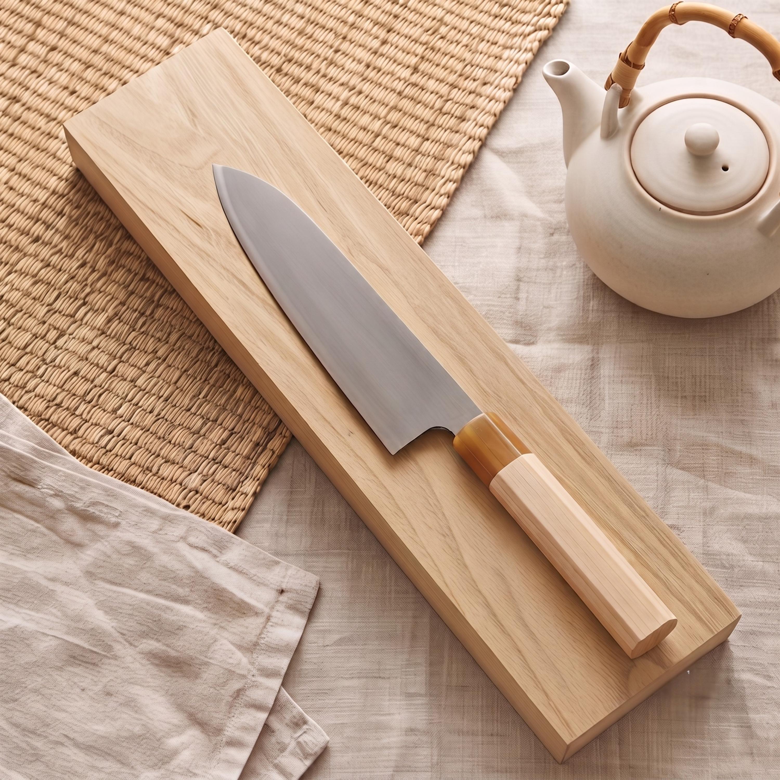 Nóż Santoku Aogami No.2 7" – japońska niebieska stal San Mai, nóż szefa kuchni ze stali węglowej, rękojeść z klonu Wa, nóż kuchenny, prezent dla szefa kuchni